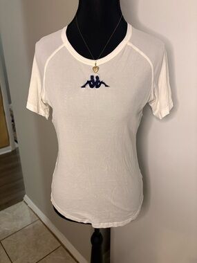 Kappa White Short-Sleeve Tee with Navy Logo